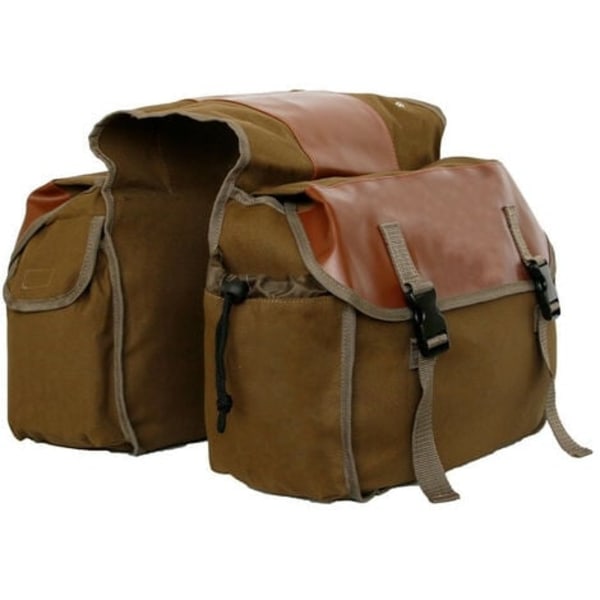 Retro cykeltaske bagagebærer dobbelt bagsædetaske cykel motorcykel khaki- Perfet_xx