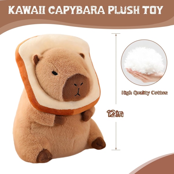 Söt Capybara Plyschkudde med Bröd Kawaii Mjuk Capybara Plyschdocka Kudde Capybara Gosedjur Leksaker för Barn Flickor Pojkar
