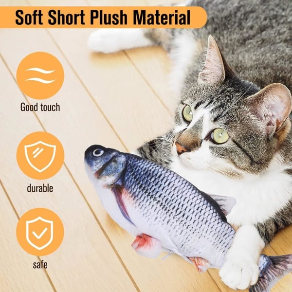 Floppy Fish Cat Toy - katteleker for innekatter, 11" interaktive kattemynteleker for katter