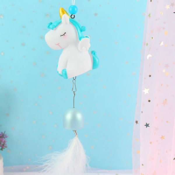 Tuulikellot - Creative Unicorn Wind Chimes Suloinen ja leikkisä kodin sisustus, askartelu Paras äitienpäivälahja äidille. (sininen ja valkoinen)