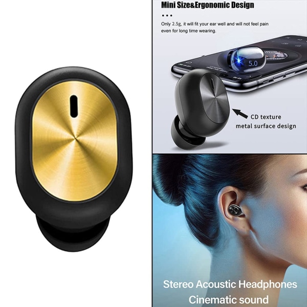 Bluetooth-hodetelefoner stereo minihåndfri sportshodetelefoner (svart gull)