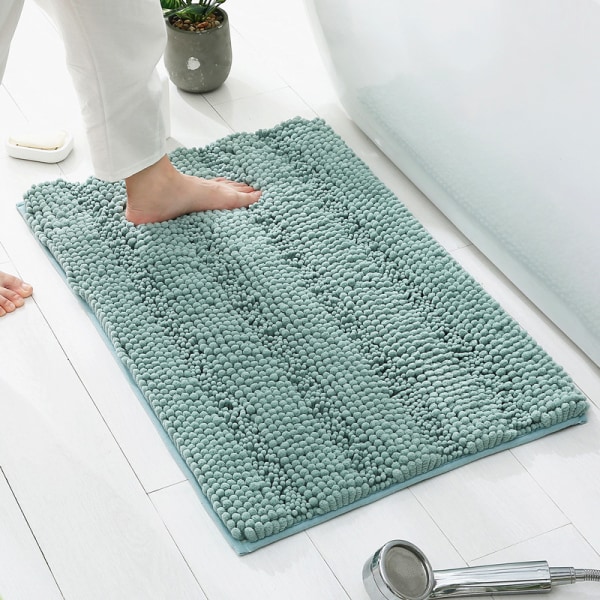 Blødt plys mikrofiber-badeværelsestæppe, absorberende chenille-bademåtte, der kan maskinvaskes, soveværelse eller dørmåtte (koksgrå, 43*61 cm)