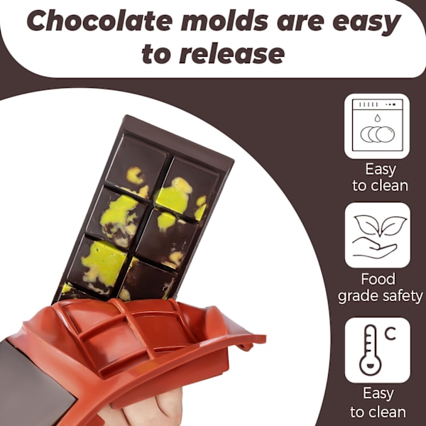 Chokoladebar Form Dyb Dubai 2,5 cm Pistacie Chokoladebar Silikone Tyk Form til Fyldt Bar, Stor Slikbar Form til Fyldning