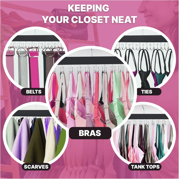 2-pack Tank Top and Bra Hangers - Space-Saving Closet Organizer for Dorm and Apartment Storage Black