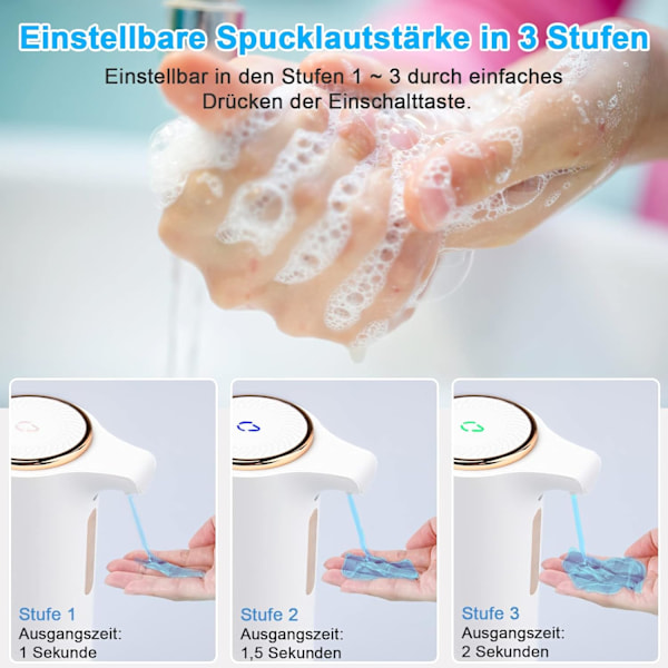 Automatisk såpedispenser, 250 ml påfyllbar dispenser White