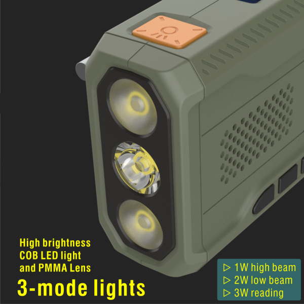Håndsveivgenerator DAB/FM Bluetooth Radio Nødradio Håndsveiv Solcelledrevet Radio