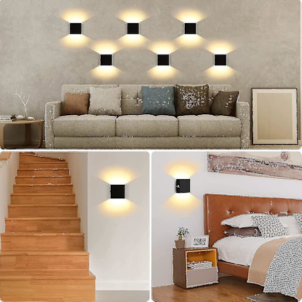 2 dimbare vegglamper, oppladbar vegglampe touch opp ned W