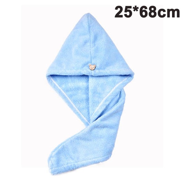 Hårhåndklæde Wrap Super Absorberende Twist Turban Tør Hårhætte, 25x68cm, blå