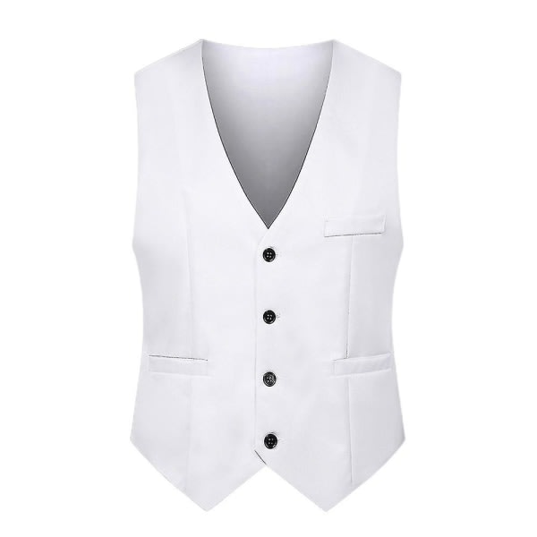 Single Breasted Enkel Breasted Vest For Menn Formell Business Vest Hvit 4XL