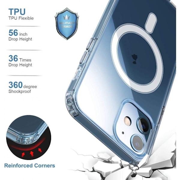 JUSTUP Magneettinen Läpinäkyvä Kotelo iPhone-puhelimelle, Yhteensopiva Mag-Safe Läpinäkyvän kanssa (iPhone XR:lle)_xx