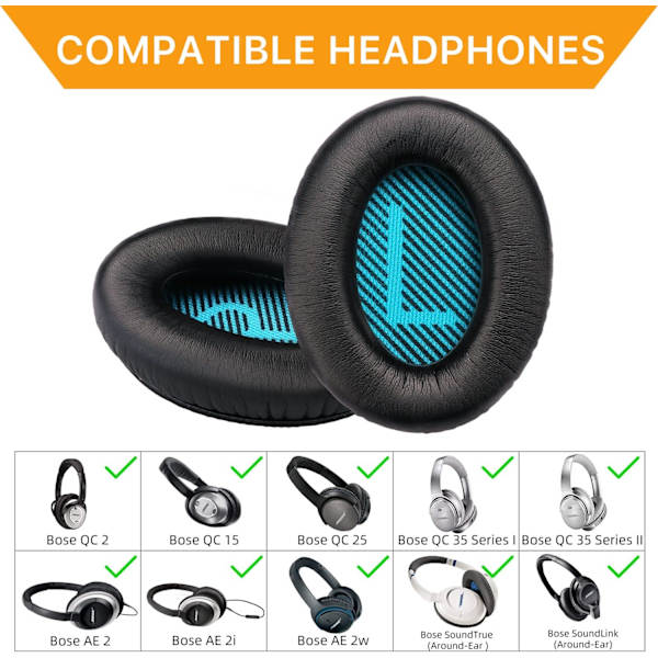 Høretelefon-erstatningspuder til Bose QuietComfort 25