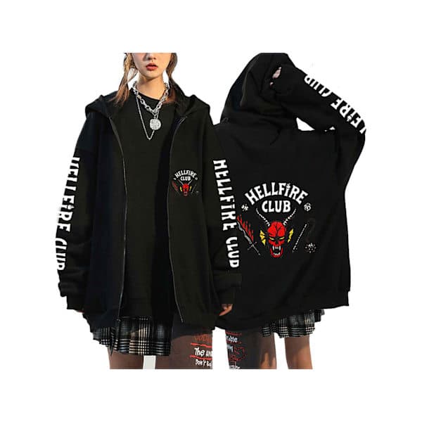 (AZC) Stranger Things 4 Dame Sweatshirt Hettegenser Oversize Kappa ZXM M