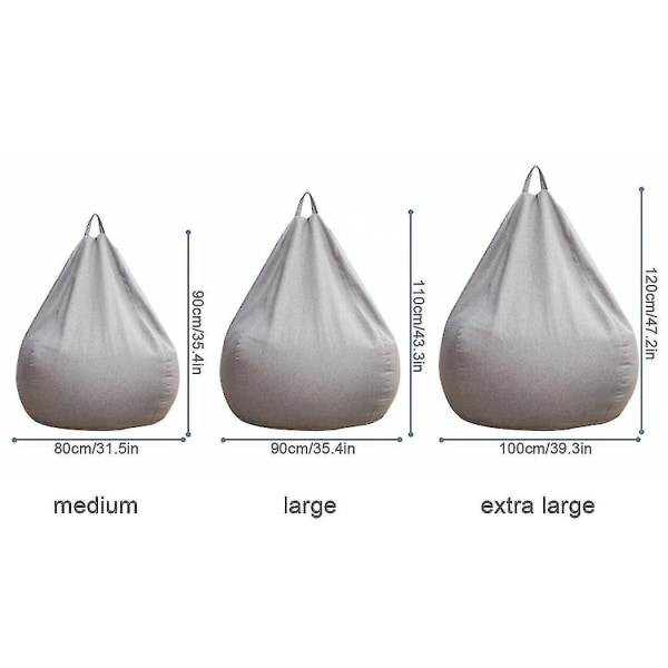 Uusi design Extra Large Bean Bag Tuolit Cover Sisätilojen Lazy Lounget Aikuisille Lapsille Hotsale! Harmaa Grey 90 * 110cm