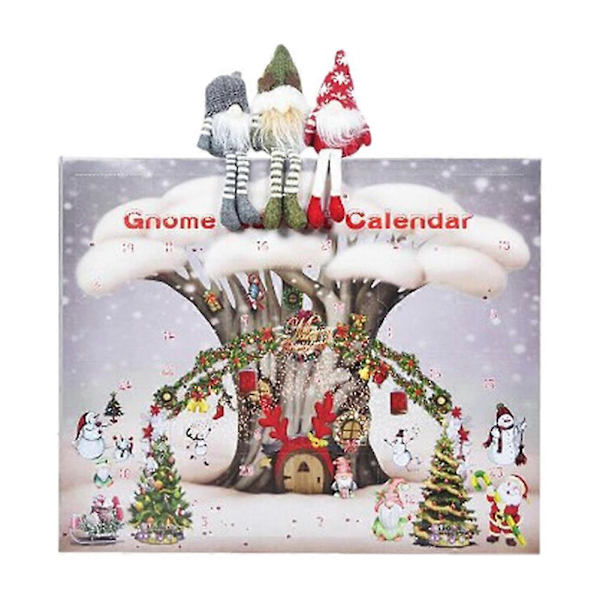 Julemandens Adventskalender 2024 med 24 Plys Julemænd, Julegave 2024 til Børn og Voksne Default