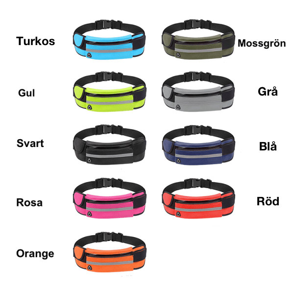Treenikassi / Vyötärölaukku / Urheiluvö Black - 9 Väriä harmaa grey