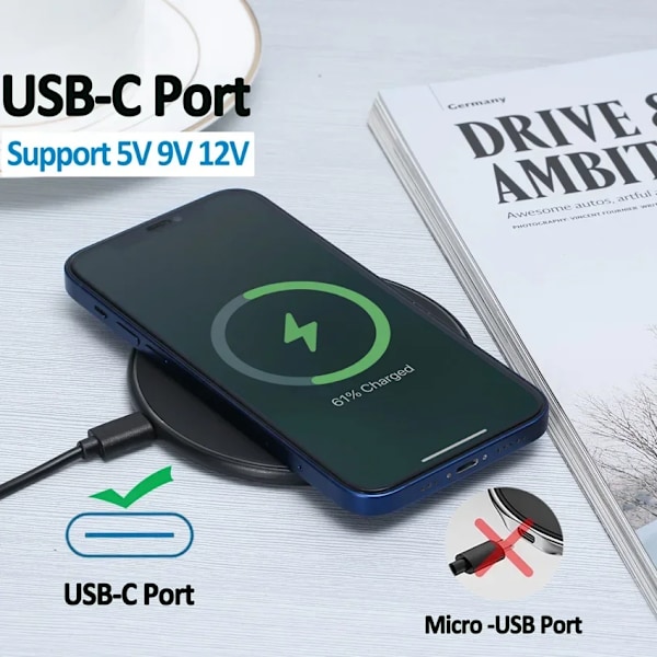30W Hurtig Trådløs Oplader til iPhone 15 14 13 12 X Pro Max 8 Samsung Galaxy S23 Xiaomi Trådløs Opladningsstation Oplader Black with Cable