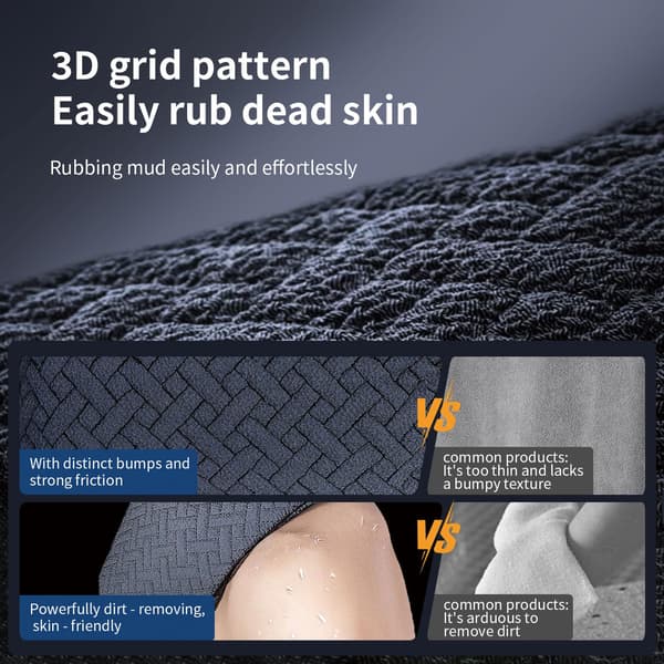 Eksfolierende handsker - 3D Check Triple Layer Eksfolierende kropsskrub til eksfoliering af død hud og strålende hud, elastisk håndled (pakke med 2)