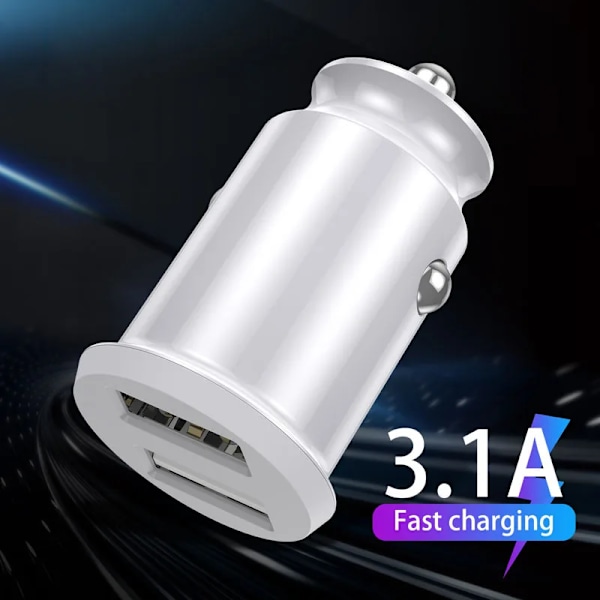 Dobbel USB-lader bil mini for mobiltelefon nettbrett GPS 3.1A hurtiglader billader biltelefonlader adapter i bil