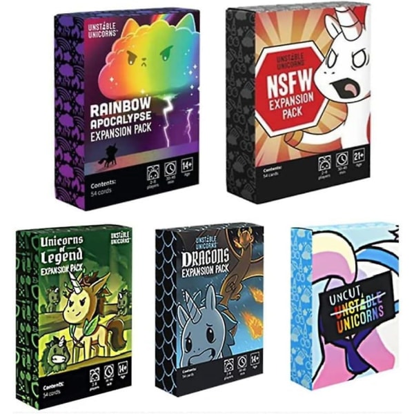 Smoke Unstable Unicorns Adventure Card Game Toy Expansion Pack teini-ikäisten lautapeli (5 Pack) (sensl00)
