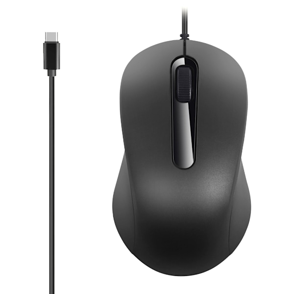 Ergonomisk Type C Mus 3 Knapper 1000DPI USB C Mus Justerbar Følsomhet for Windows PC, Laptop og Flere Type C Enheter