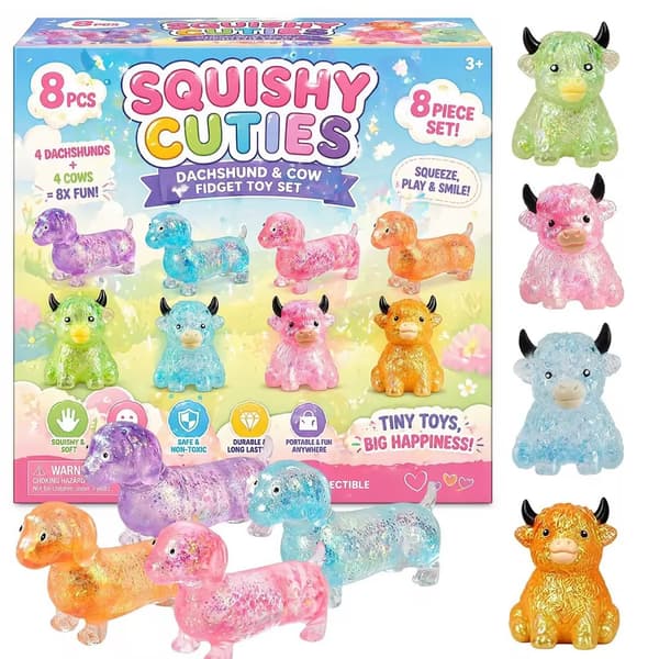Blæksprutte Klemme Stressaflastende Legetøj Gaveæske med Ispind Fidget Cute Squeeze Set E