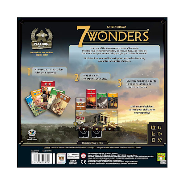 7 Wonders Ny Udgave | Brætspil | Alder 10+ | 3 -7 Spillere | 30 Minutters Spilletid