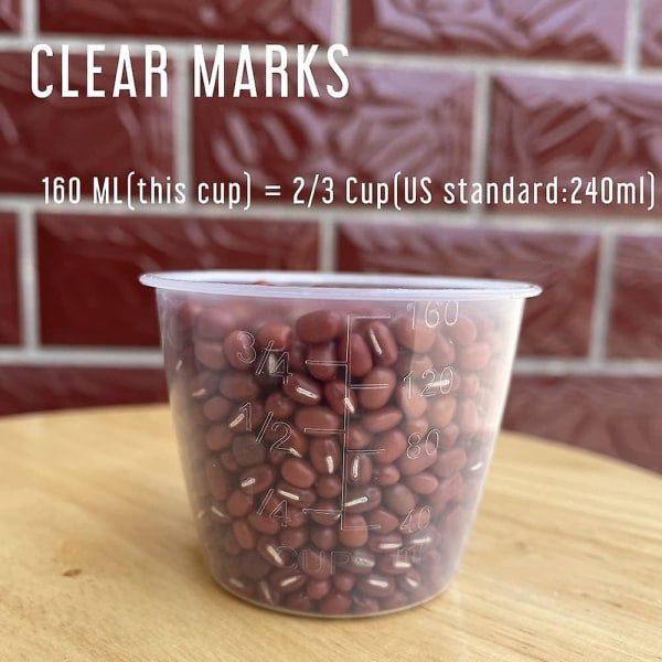 5-pak 160ml Ris Målekop, Klar Riskogekop, Målekop til Ris og Tørre Ingredienser, Udskiftningsriskop