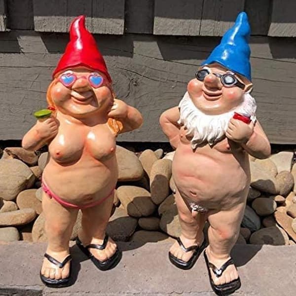 Fræk havedværgstatue, sjov dværg havedværg