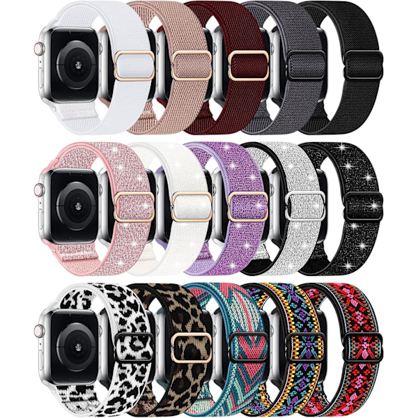 Joustava nylon Apple Watch -rannekkeelle 38 mm 15-pakkauksessa -A 15-pakkauksessa -A 15pack-A 42mm/44mm/45mm