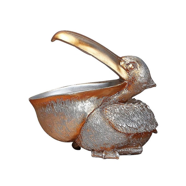 Toucan Nyckelförvaringsfigur Pelikanstaty Förvaringskorg Djur Fåglar Form--silver