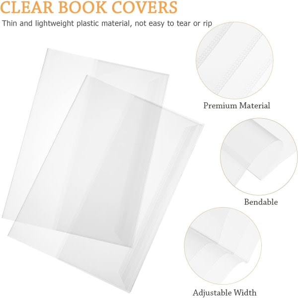 stk Bogomslag Arkbeskyttere gennemsigtige med justerbar selvklæbende lukning 16K Størrelse til bøger