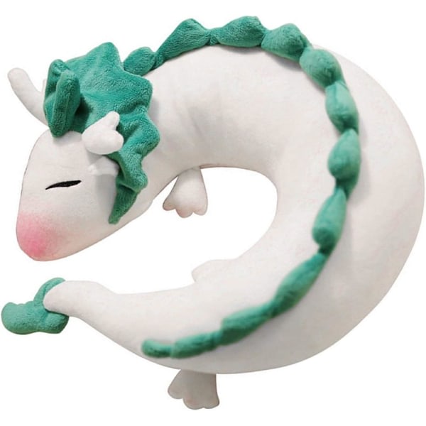 Forbest Dragon U -muotoinen tyyny pehmolelu kaulatyyny Anime Söpö pehmeä pieni valkoinen lohikäärme Paras lahja lapsille (vaaleanvihreä)