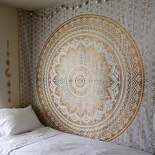 Mandalablomster hængende i soveværelset, Vægbeklædning Sol Og Måne Psykedelisk Tapestry Sort og hvidt Tapestry Home Decoration Tapestry