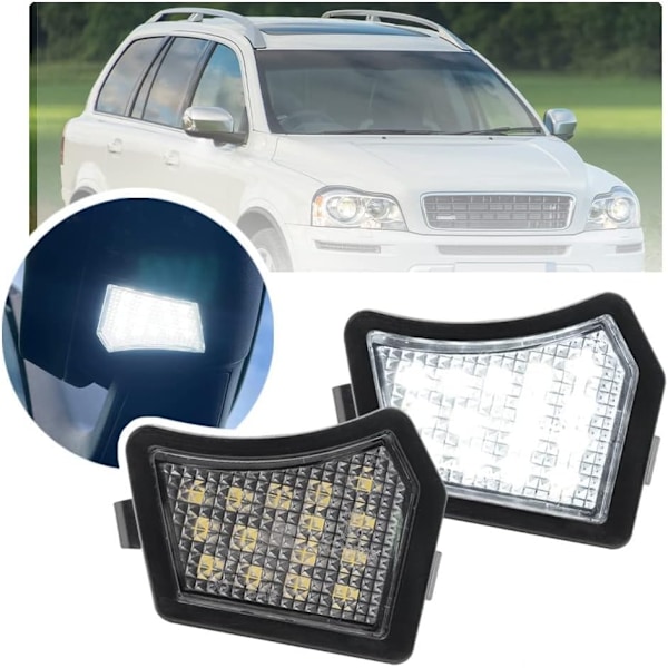 2 stk LED-bakspeilpyttlys Bakspeil Velkomstlys for Volvo V40 XC90 S40 V50 C30 C70 S60 V60 S80 V70 XC70 Jaguar XF XE