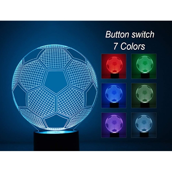 Cara 3D Illusion Fotboll Lampa Fotboll Nattlampa