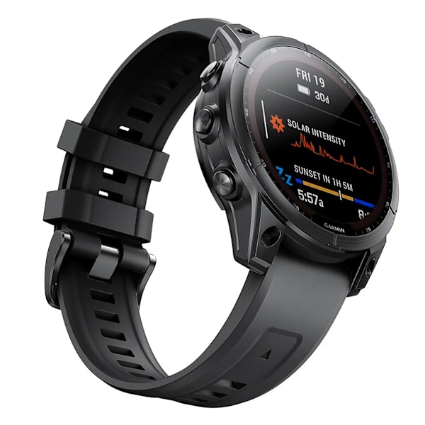 20MM Rem til håndled i silikone med hurtigspænde til Garmin Fenix 7S/6S/6S Pro/5S/5S Plus/Descent Mk2S ur (sort) Sort Black