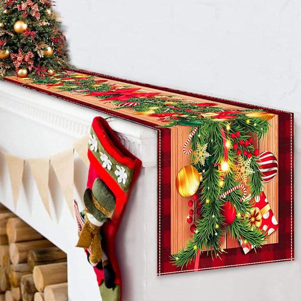 Vattenfärgsjulduk med juldekorationer, Säsongsbetonad vinterjulfestdekoration Inomhus Hemköksbord Dekor