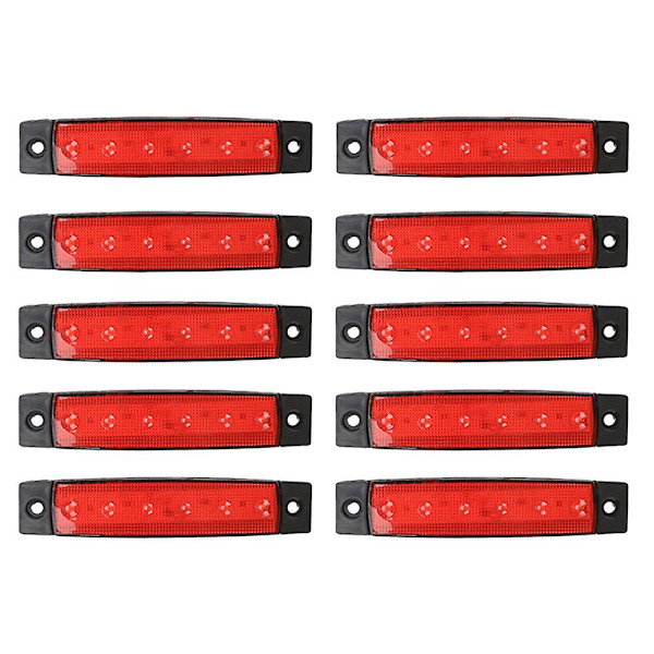 10X 12V LED Röd Positionsljus Markörljus Indikatorlampa Strip Lastbil Släpvagn Lastbil ed
