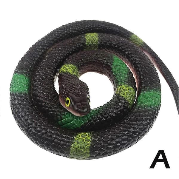 (AZC) Grön (D) $ Knepig högsimuleringsorm leksak orm mjukt gummi läskigt trick gummi orm djur falsk orm rundhuvad orm kobra black