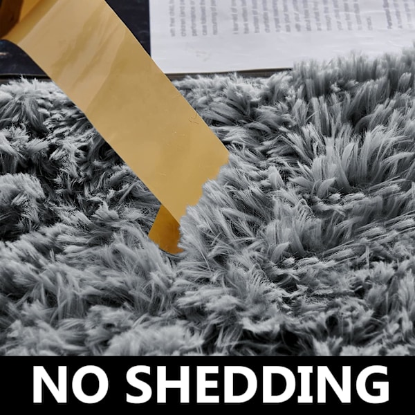 Tæpper til stue - Grå tæpper til soveværelse skridsikre - Moderne superbløde tykke luv små fluffy shaggy tæpper, der ikke fælder, 50 cm x 80 cm
