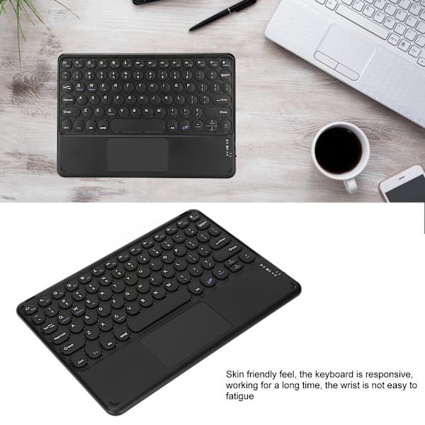 10 tum Trådlöst Bluetooth-tangentbord med pekskärm Retro Runda Tangentknappar Ergonomiskt Magnetiskt Stöd Pekgester för Windows för IOS Svart
