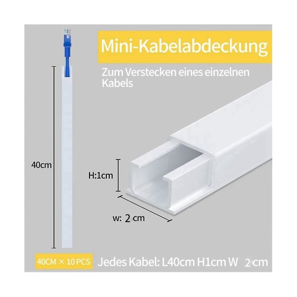 4m Elektrisk Kabelkanal, Kabeldöljare På Vägg För En Sladd, Målningsbar Pvc, Kabelkanal 10p