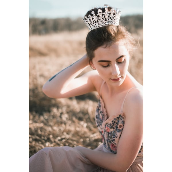 Full runde Crystal Queen Crown Rhinestone Brude Tiara Pageant Prom bryllup hår smykker