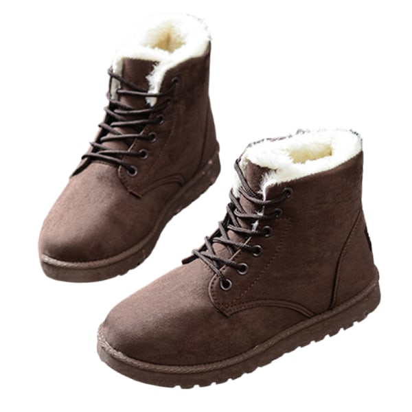Kvinnor Halkfria vinterskor Kallt väder Plyschfoder Snow Boots Brun Brun 36