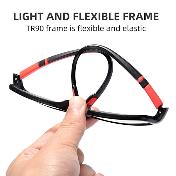 Anti-Blått Lys Lesebriller Rektangulære Briller SVART Black Black Strength 400