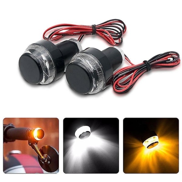 2x Motorsykkel Blinklys LED Lys Indikator Styre Ende Håndtak Stanglampe