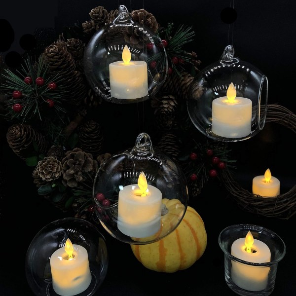 Akkukäyttöiset Liekittomat väärennetyt kynttilät 12kpl, vilkkuva mobiilisydän LED-kynttilä Jouluhalloween juhlat