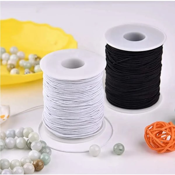 Sort nylonbelagt elastisk tråd - Rulle med 50 meter, 0,6 mm sort Black Black