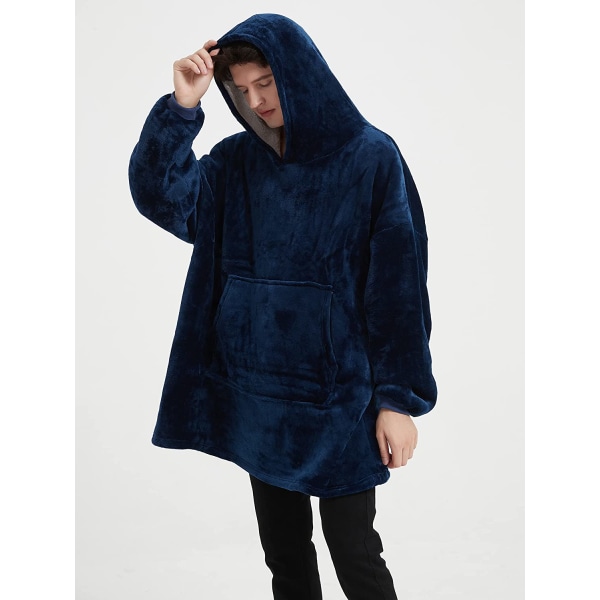 Oversized teppehettegenser, bærbar hettegenser med teppe, myk Sherpa fleece-koselig teppehettegenser for voksne