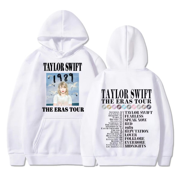 Taylor Swift the eras tour sweatshirt med hætte til mænd og kvinder hvid white M